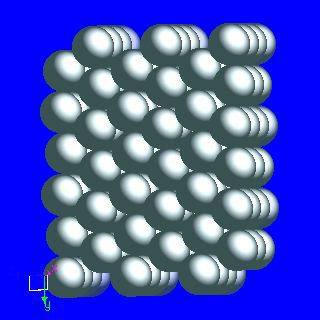 Uranium crystal structure image (space filling style)